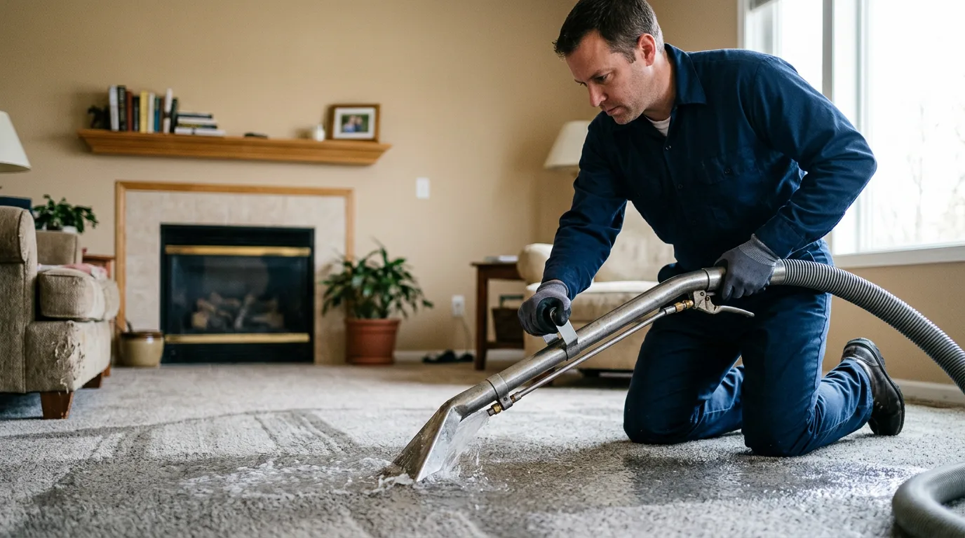 Water damage restoration technician working near Northville, MI